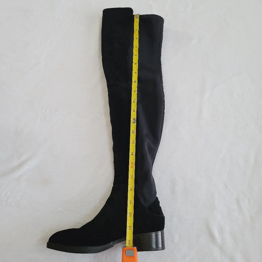 Tory Burch Caitlin Over the Knee Boots Black Suede Stretch Tall OTK Boots Size 5